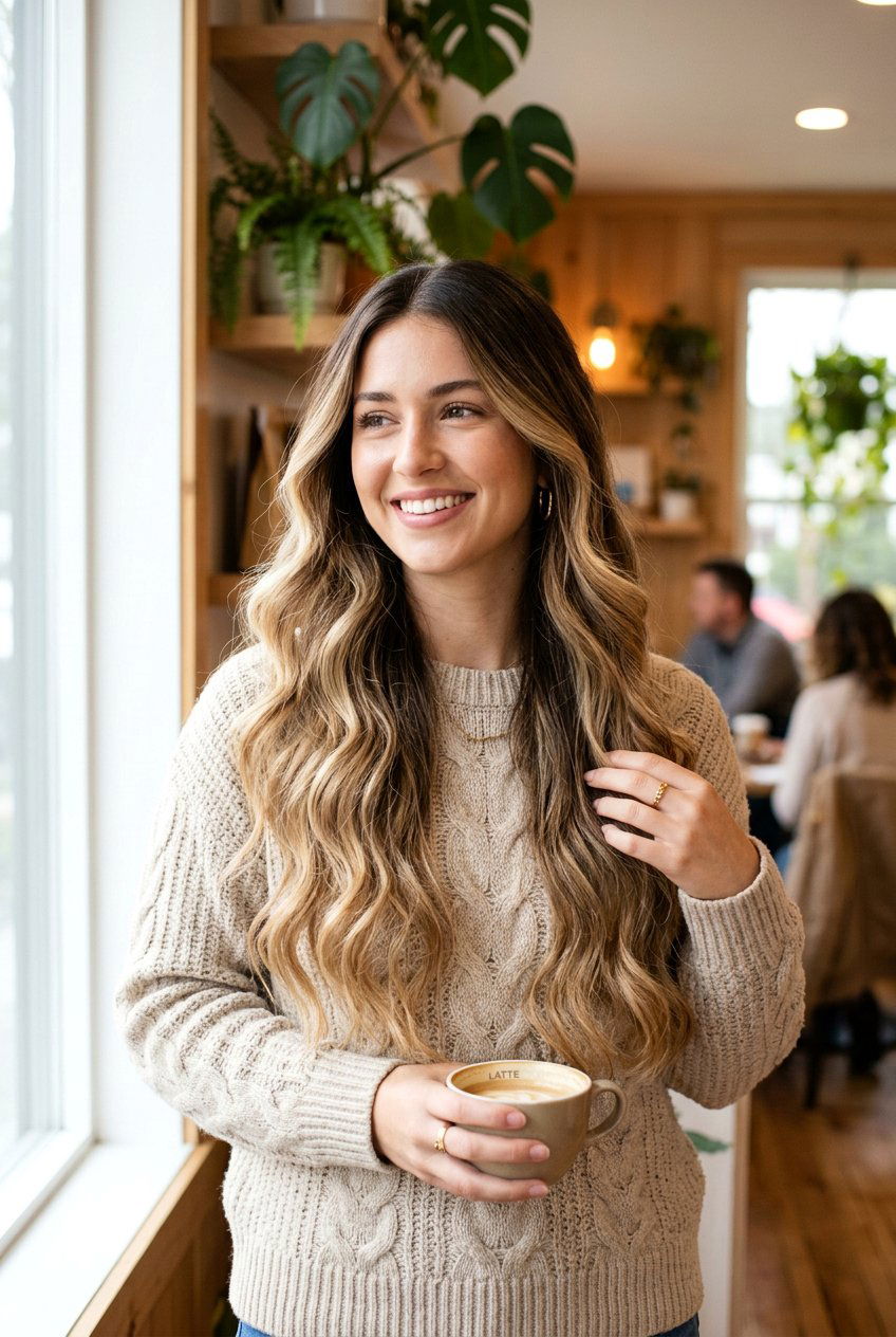 Vanilla Latte Brunette Balayage Long Hair - 20 autumn brunette balayage ideas - 20 autumn brunette balayage ideas