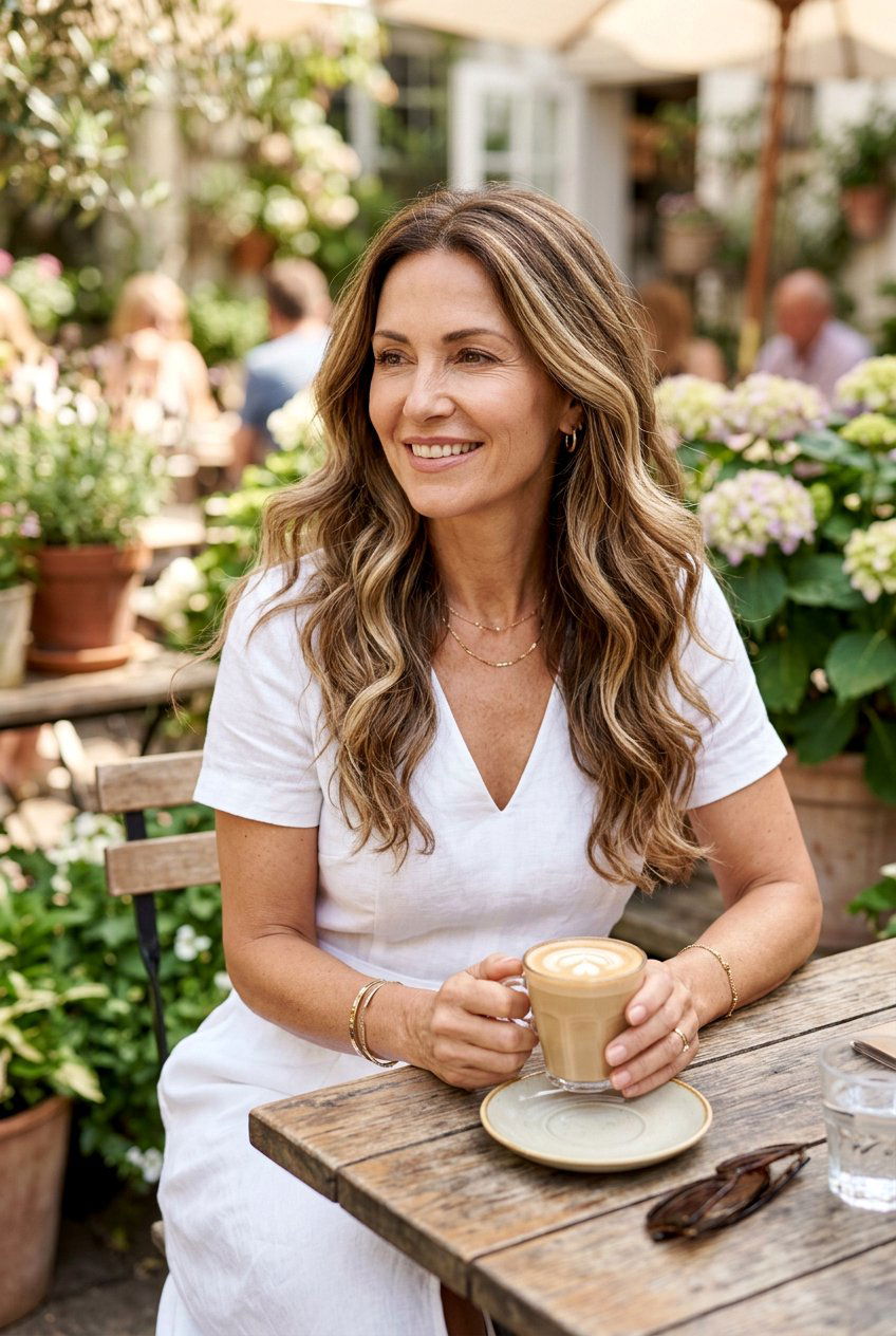 Vanilla Latte Highlights - 20 face framing highlights for mature brunettes - 20 face framing highlights for mature brunettes