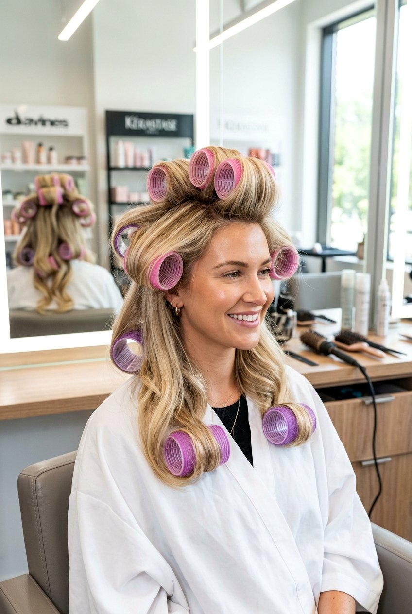 Velcro Roller Blowout - 20 easy overnight hairstyles for long hair - 20 easy overnight hairstyles for long hair