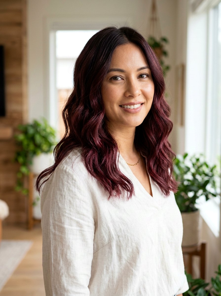 Velvet Burgundy Balayage On Medium Length Hair - 20 velvet burgundy hair color - 20 velvet burgundy hair color