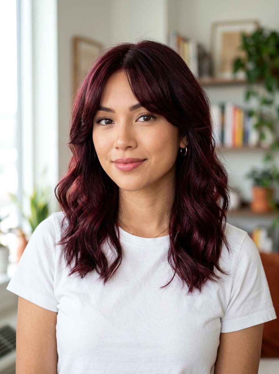 Velvet Burgundy Hair Color With Curtain Bangs - 20 velvet burgundy hair color - 20 velvet burgundy hair color