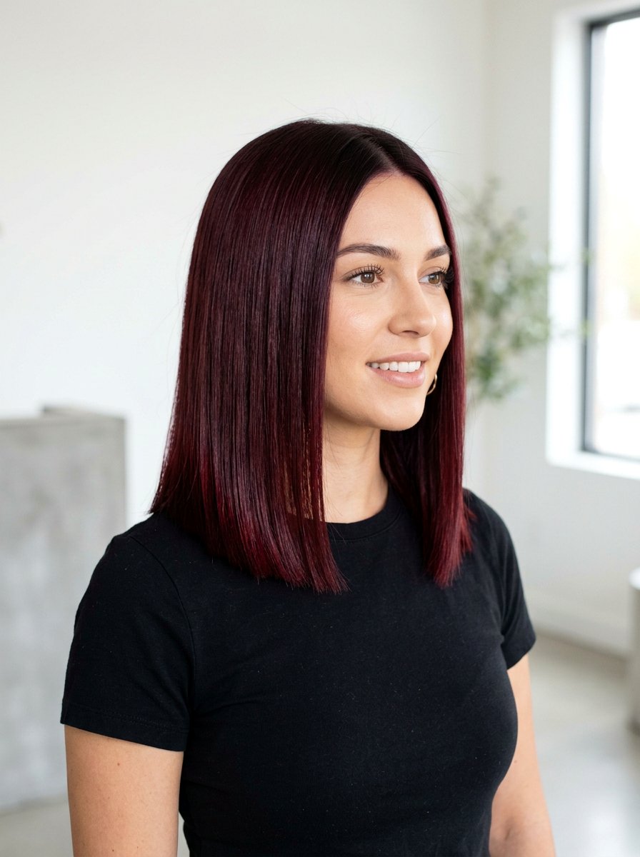 Velvet Burgundy Lob Haircut For Straight Hair - 20 velvet burgundy hair color - 20 velvet burgundy hair color