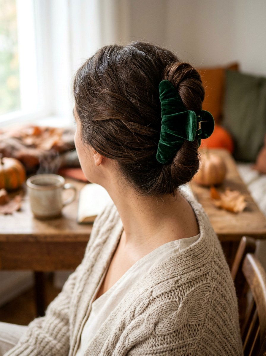 Velvet Claw Clip Style - 20 y2k claw clip updo - 20 y2k claw clip updo