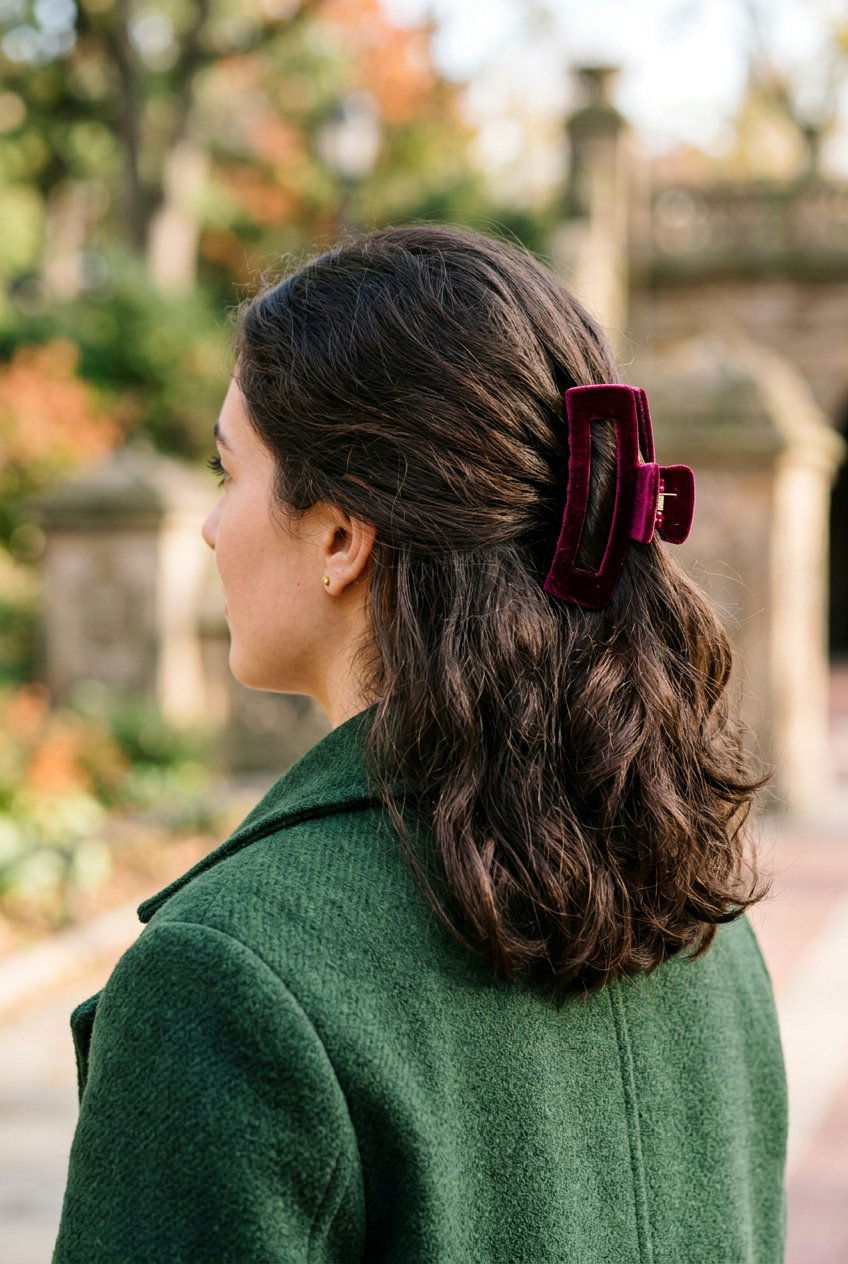 Velvet Claw Clip - 20 claw clip half up hairstyle - 20 claw clip half up hairstyle