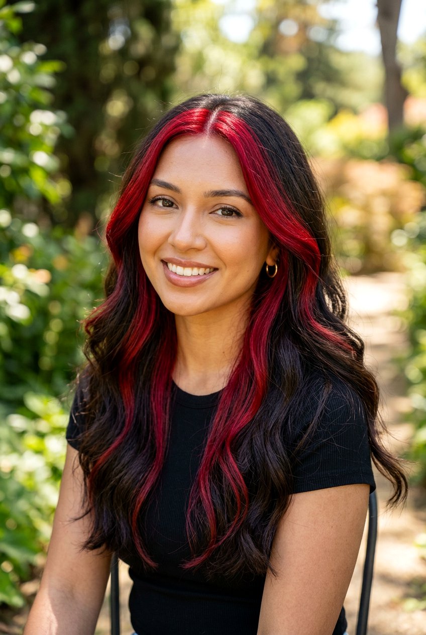 Velvet Red with Face Framing Highlights - 20 velvet red hair color - 20 velvet red hair color