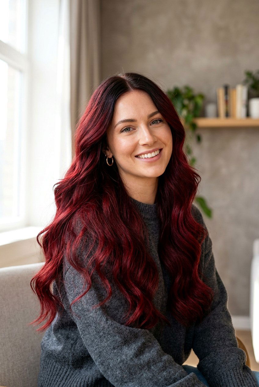 Velvet Red with Shadow Root - 20 velvet red hair color - 20 velvet red hair color
