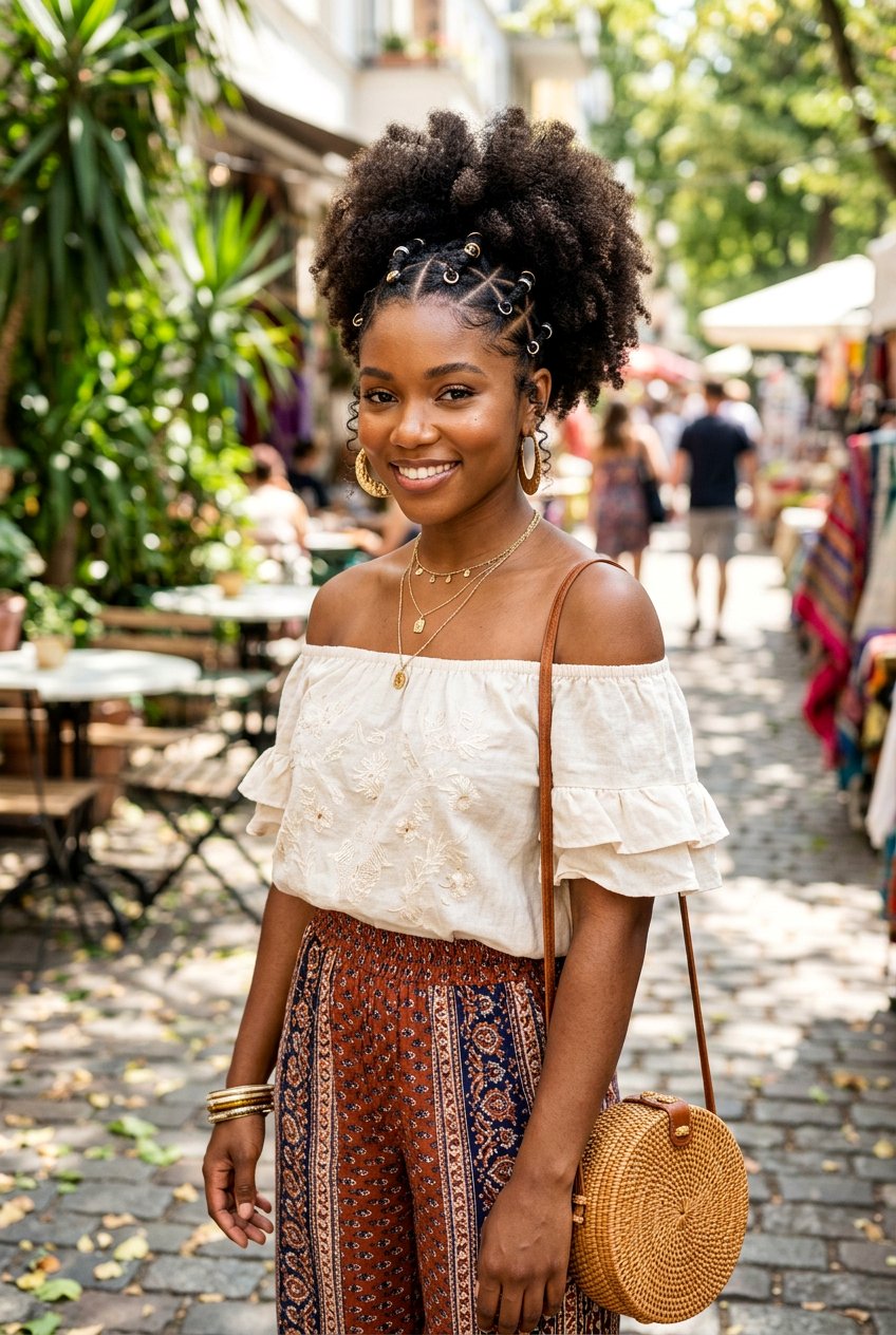 Vented Puff Ponytail With Rings - 20 natural puff ponytail hairstyle - 20 natural puff ponytail hairstyle