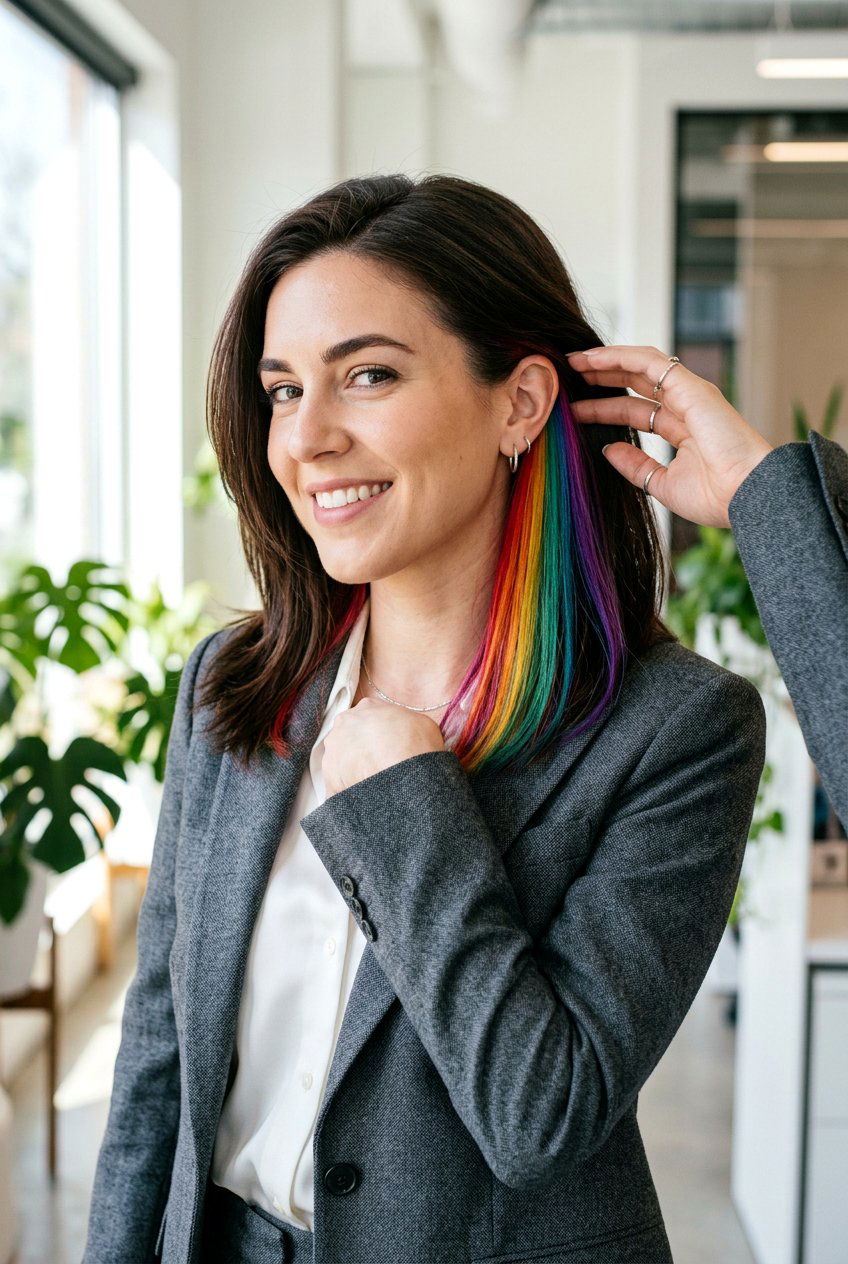 Vertical Rainbow Underlights - 20 hidden rainbow balayage - 20 hidden rainbow balayage