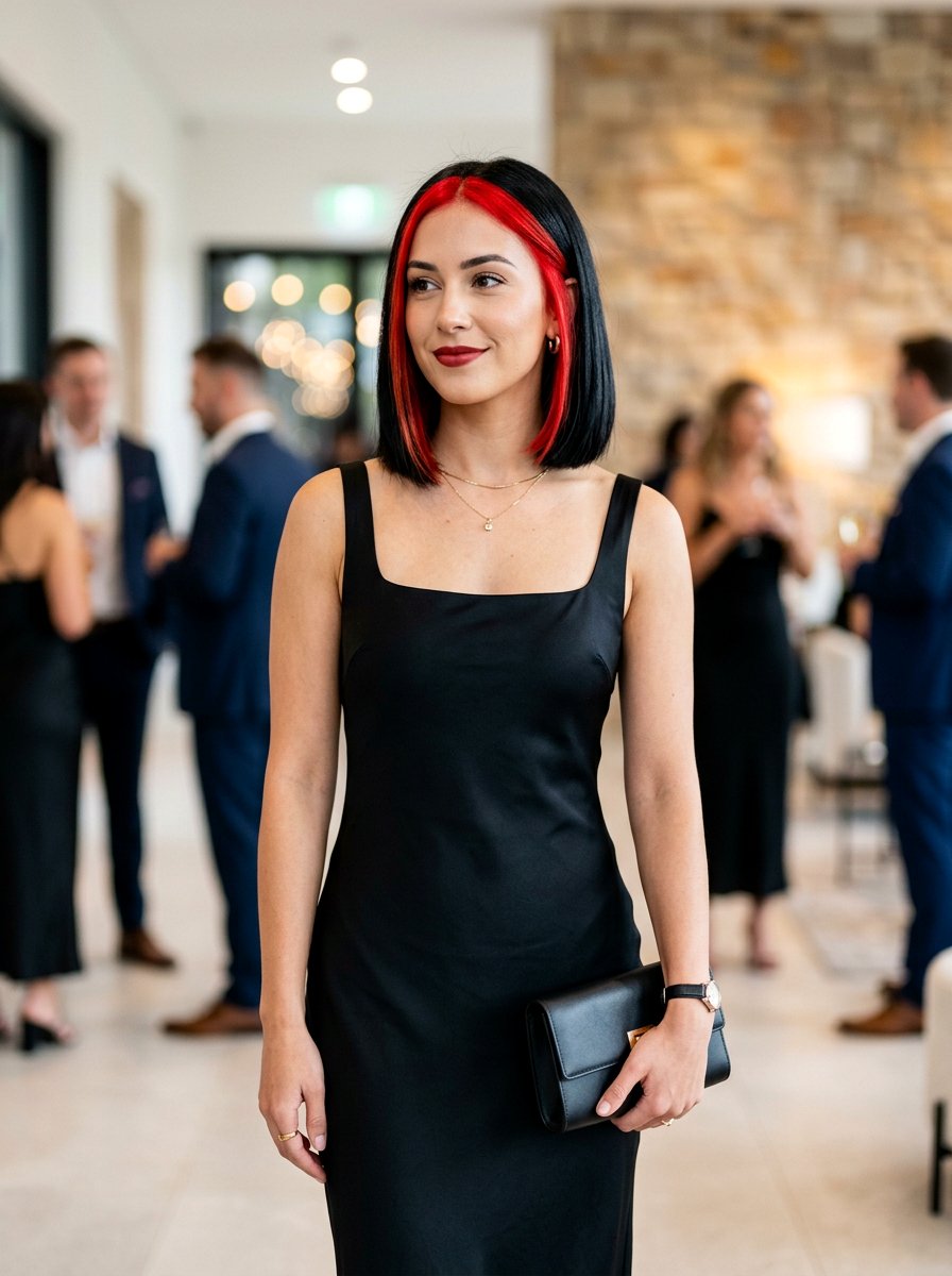 Vibrant Red Money Piece Black Blunt Cut - 20 red money piece for black hair - 20 red money piece for black hair