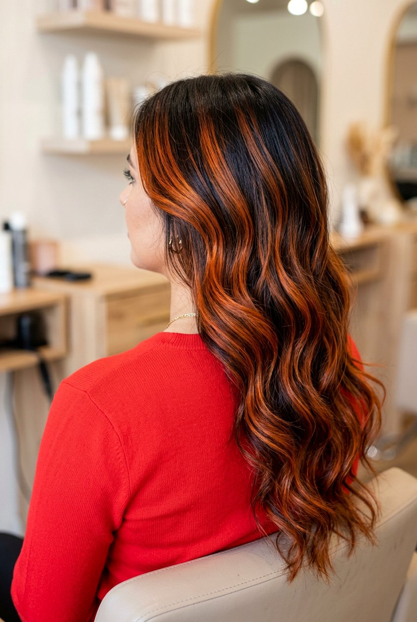 Vibrant ginger balayage on espresso hair - 20 ginger spice balayage on brunette hair - 20 ginger spice balayage on brunette hair