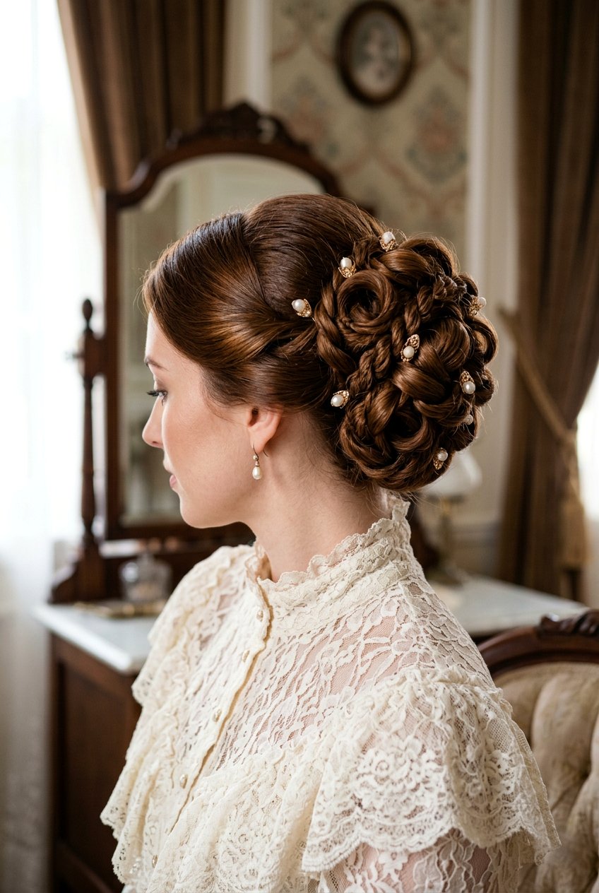 Victorian Inspired Bun Updo - 20 vintage updo hairstyle - 20 vintage updo hairstyle