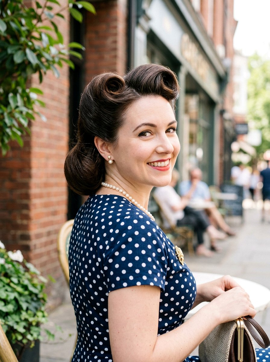 Victory Rolls Faux Bob On Medium Hair - 20 vintage victory rolls hairstyle - 20 vintage victory rolls hairstyle