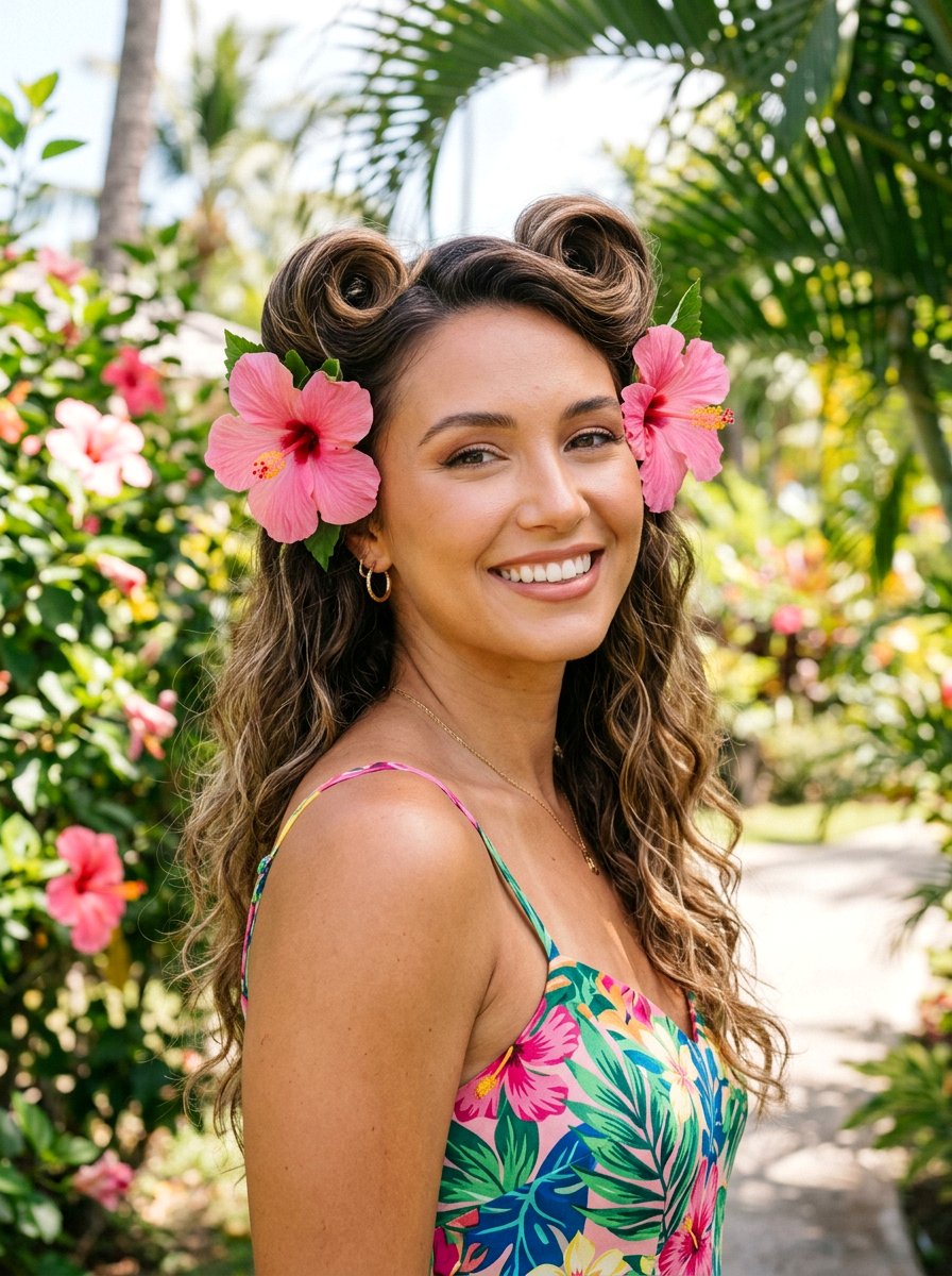 Victory Rolls With Floral Accessories - 20 victory rolls for long hair - 20 victory rolls for long hair