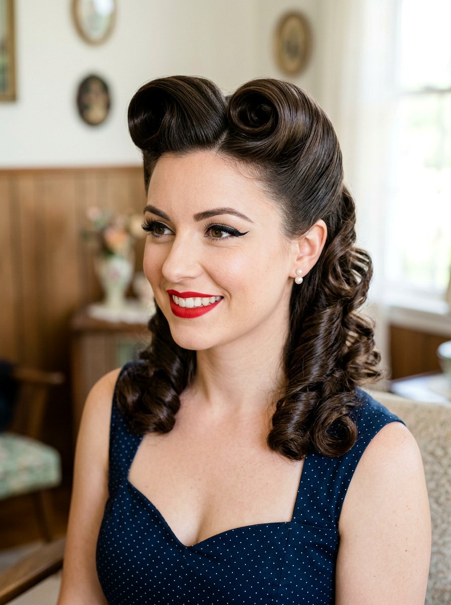 Victory Rolls With Pin Up Curls - 20 pin up curls hairstyle - 20 pin up curls hairstyle