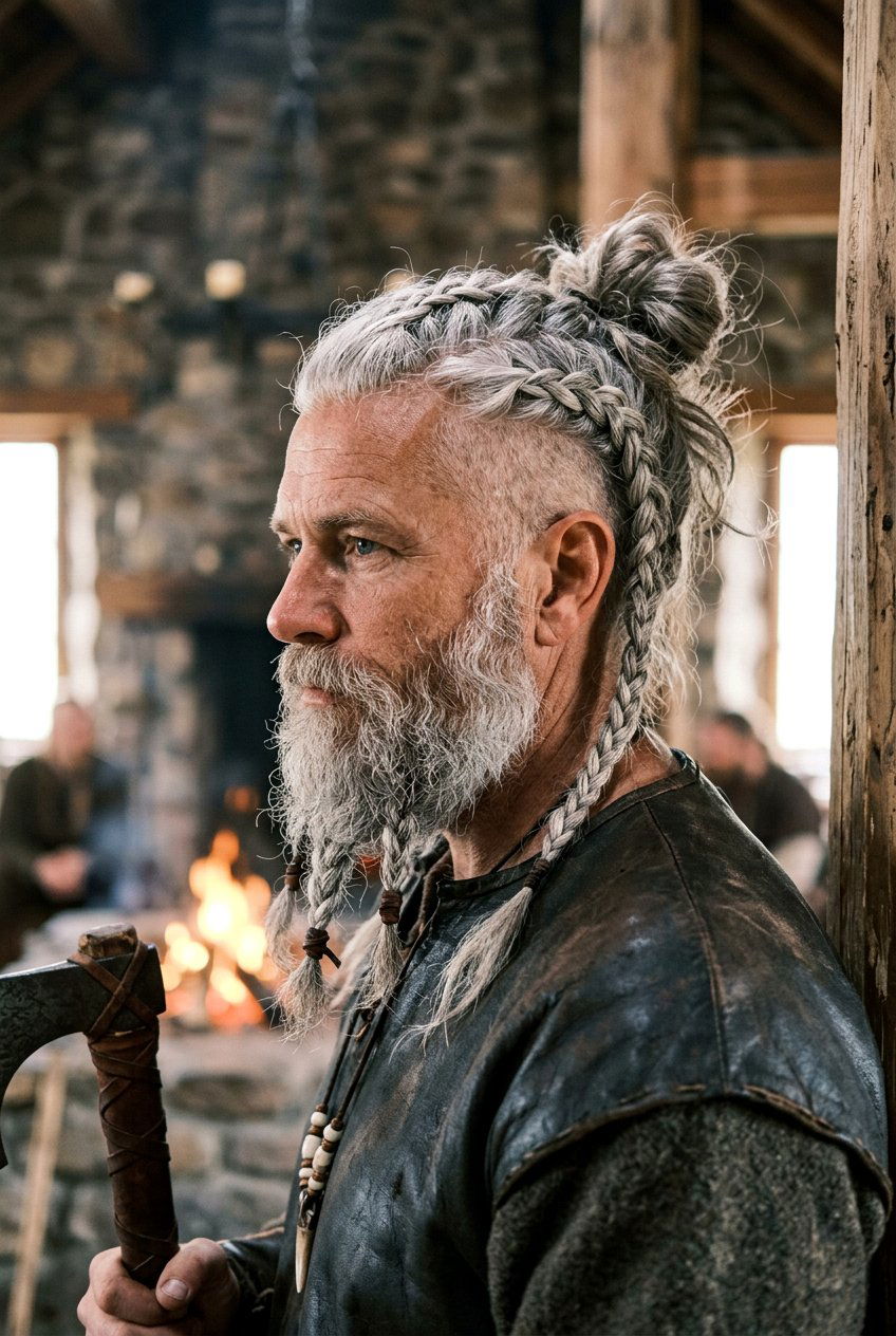 Viking Braid Man Bun - 20 braided man bun hairstyle - 20 braided man bun hairstyle