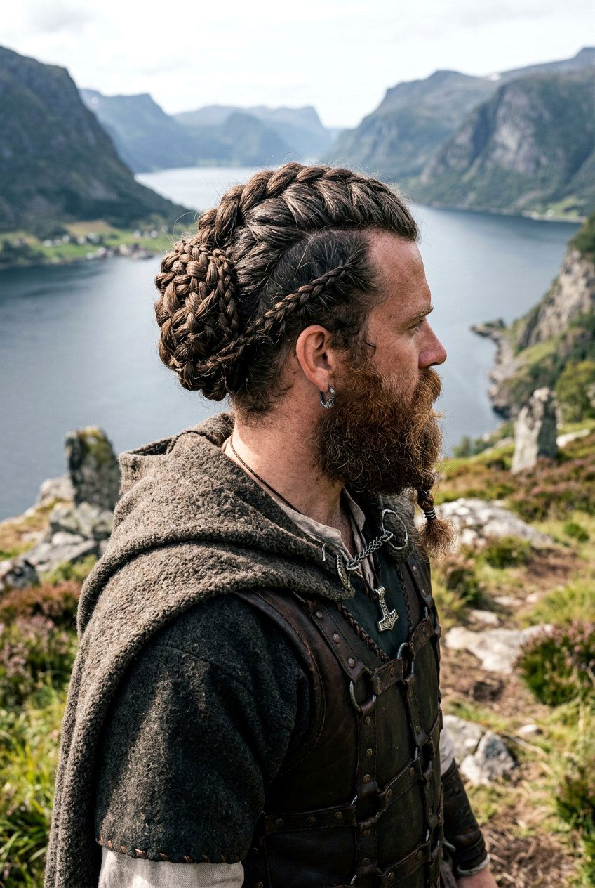 Viking Inspired Braided Knot - 20 braided top knot men - 20 braided top knot men