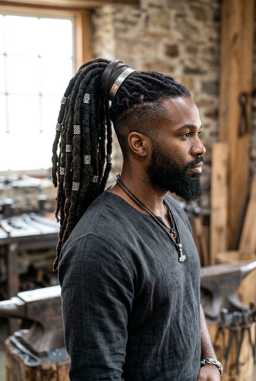 Viking Loc Ponytail - 20 loc ponytail for black men - 20 loc ponytail for black men