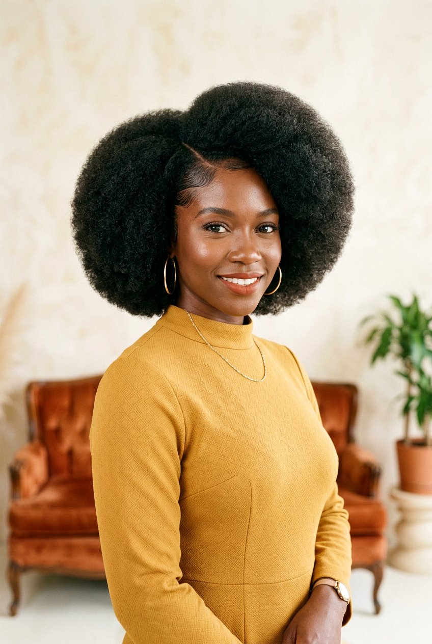 Vintage Afro with Side Part - 20 afro with side part hairstyle - 20 afro with side part hairstyle