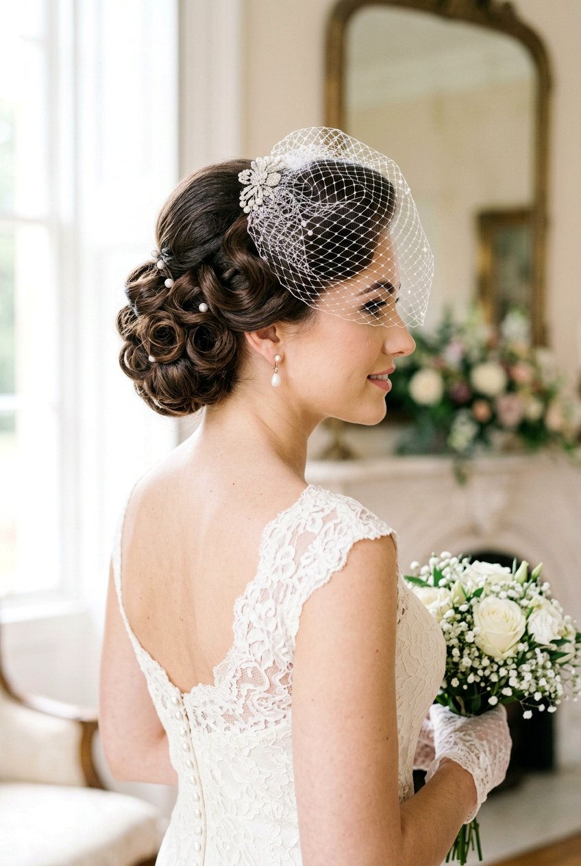 Vintage Bridal Curl Updo - 20 bridal hairstyle for long natural curls - 20 bridal hairstyle for long natural curls