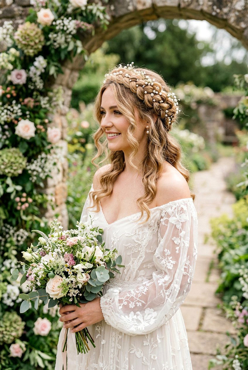 Vintage Crown Braid Bridal Hairstyle - 20 bridal hairstyle for vintage themed wedding - 20 bridal hairstyle for vintage themed wedding