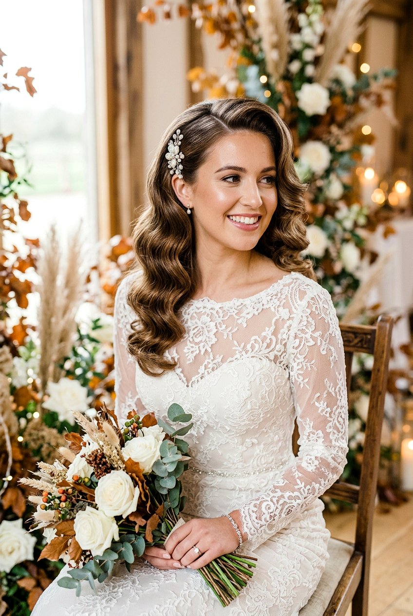 Vintage Curly Bridal Waves - 20 bridal hairstyle for curly veil look - 20 bridal hairstyle for curly veil look