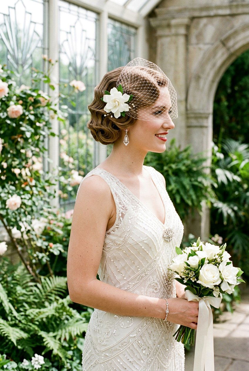 Vintage Finger Wave Bridal Hairstyle - 20 bridal hairstyle for veil and flowers - 20 bridal hairstyle for veil and flowers