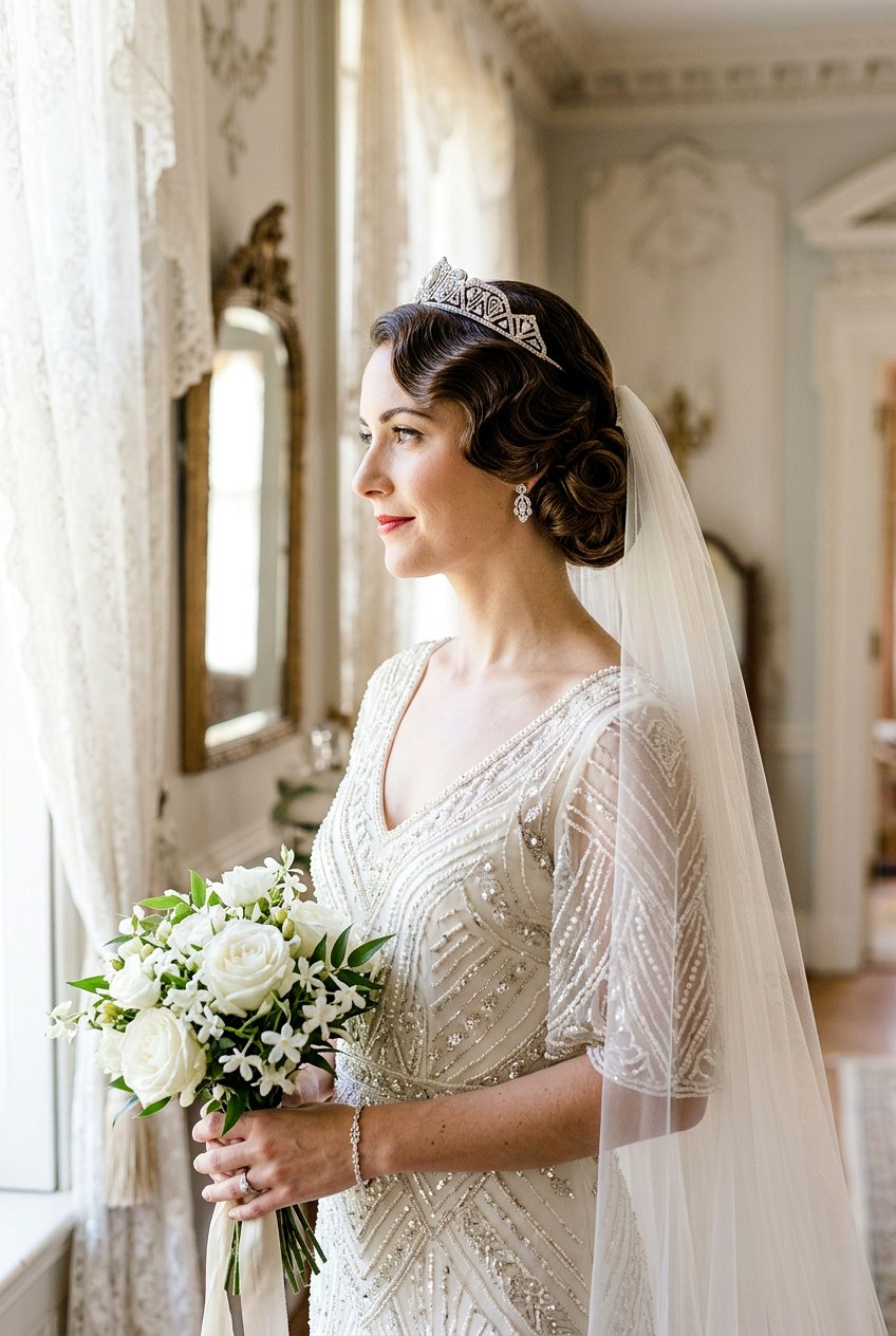 20 Beautiful Bridal Hairstyle for Veil and Tiara Looks