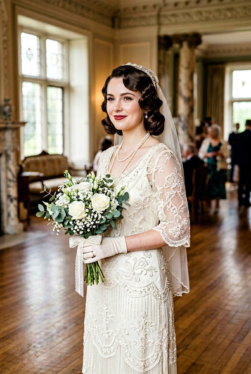 Vintage Finger Waves - 20 bridal hairstyle with side part - 20 bridal hairstyle with side part