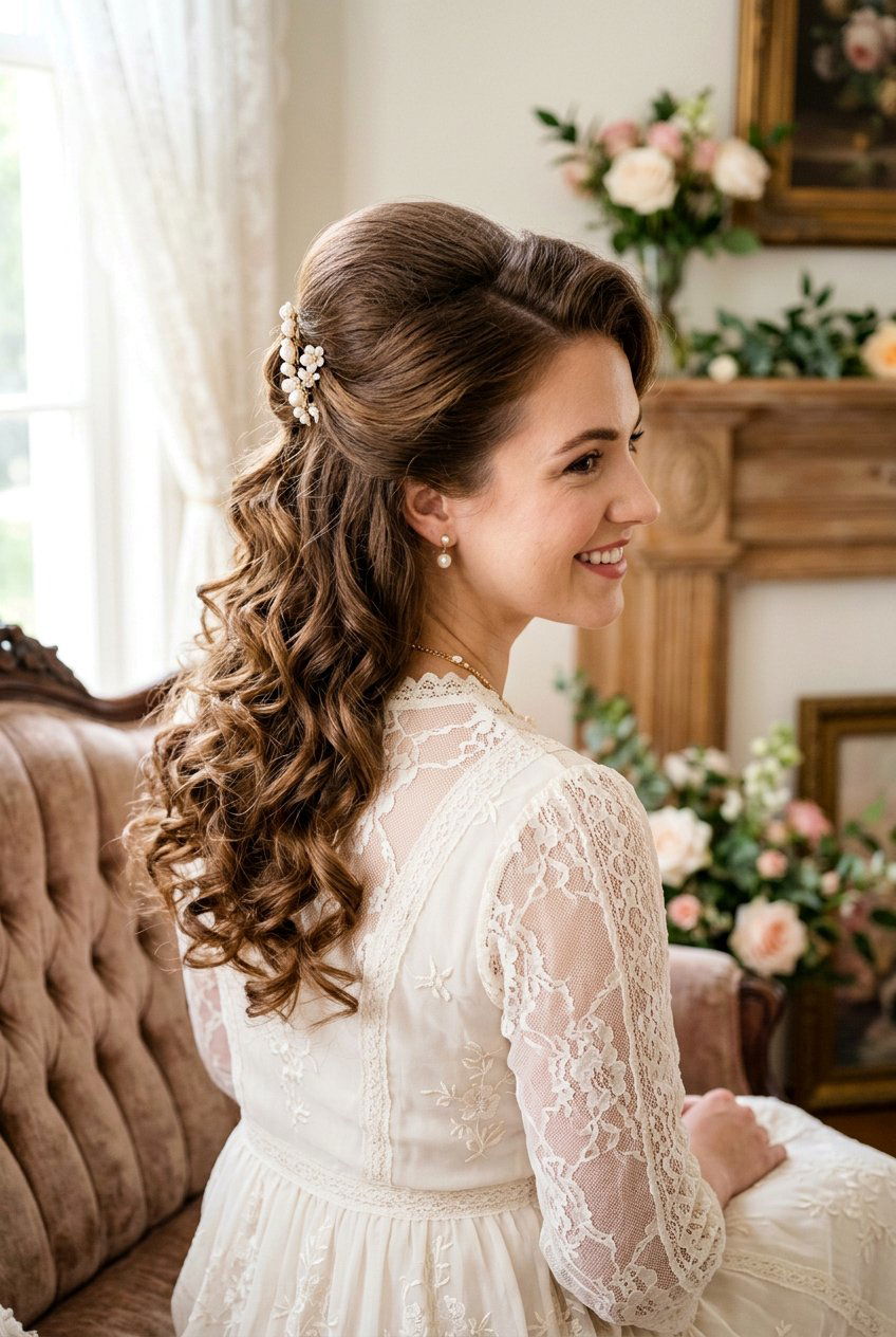 Vintage Half Updo With Curls - 20 vintage updo hairstyle - 20 vintage updo hairstyle