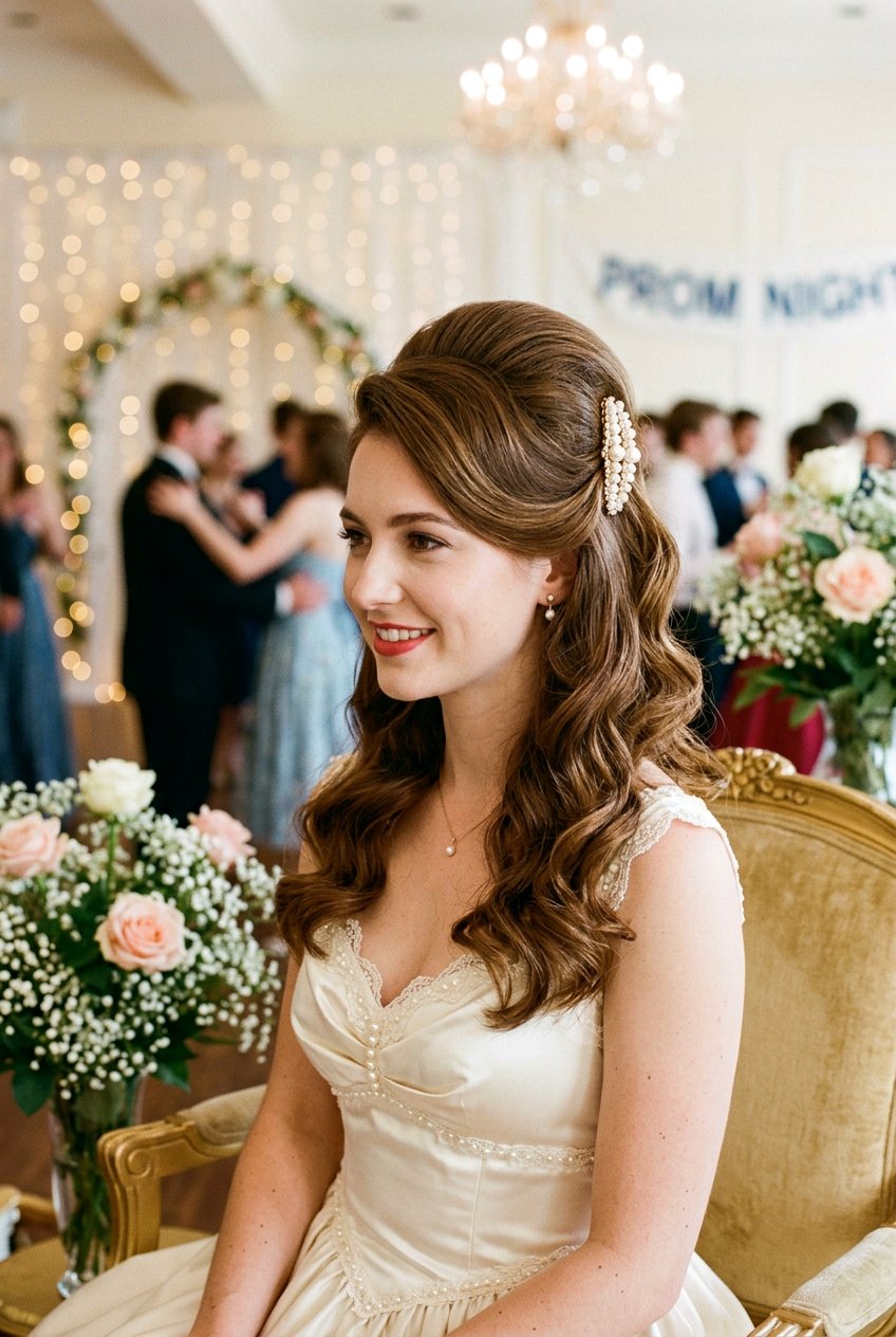 Vintage Half Updo for Prom - 20 prom hairstyles for long hair - 20 prom hairstyles for long hair