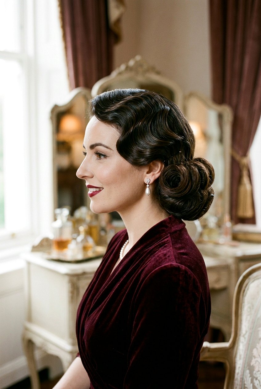 Vintage Hollywood Side Bun - 20 formal wedding guest side bun - 20 formal wedding guest side bun