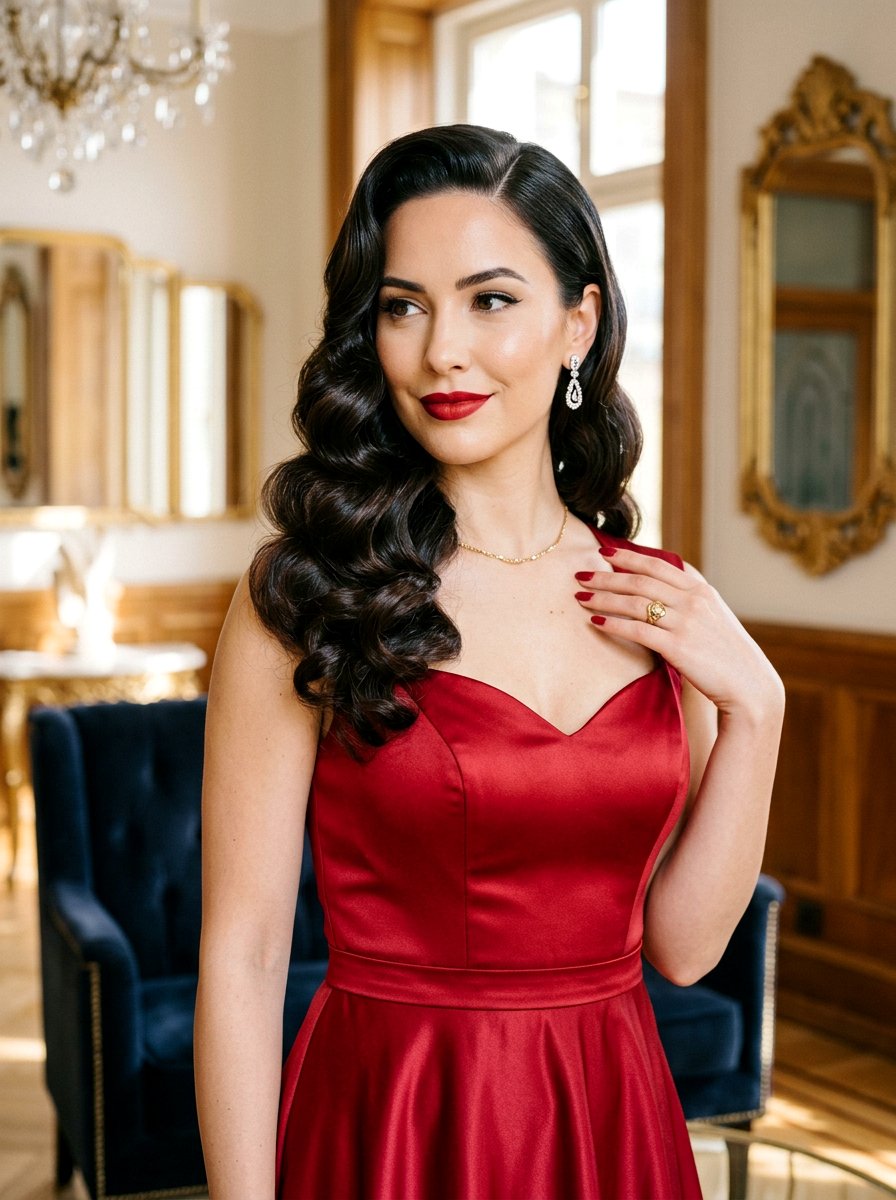 Vintage Hollywood Side Swept Curls - 20 side swept curls for bride - 20 side swept curls for bride