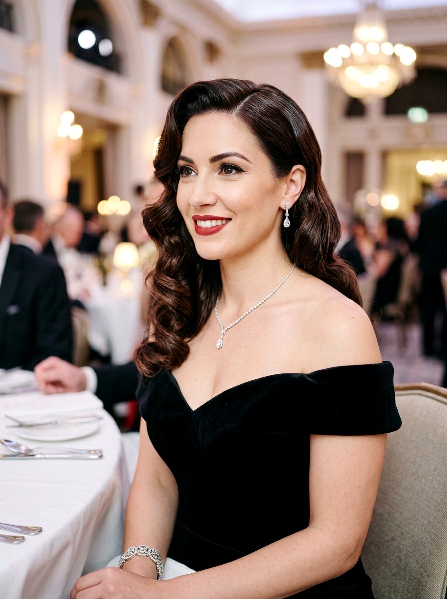 Vintage Hollywood Waves - 20 party hairstyle for off shoulder dress - 20 party hairstyle for off shoulder dress