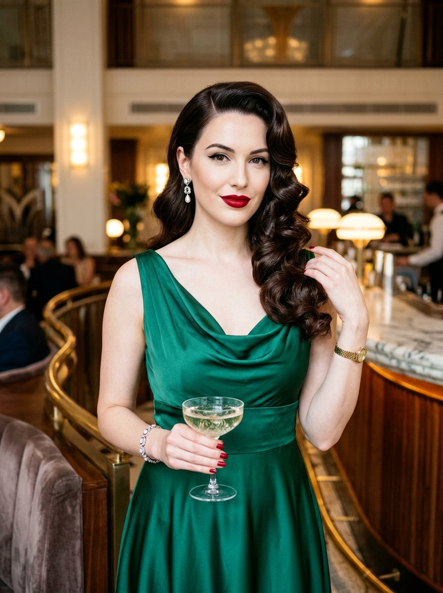 Vintage Hollywood Waves - 20 vacation hairstyle for resort dinner - 20 vacation hairstyle for resort dinner