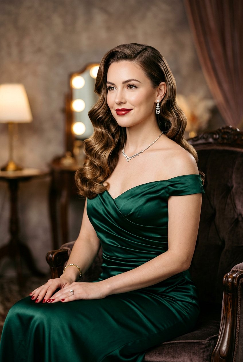 Vintage Hollywood Waves For Engagement Photos - 20 engagement shoot hairstyles - 20 engagement shoot hairstyles