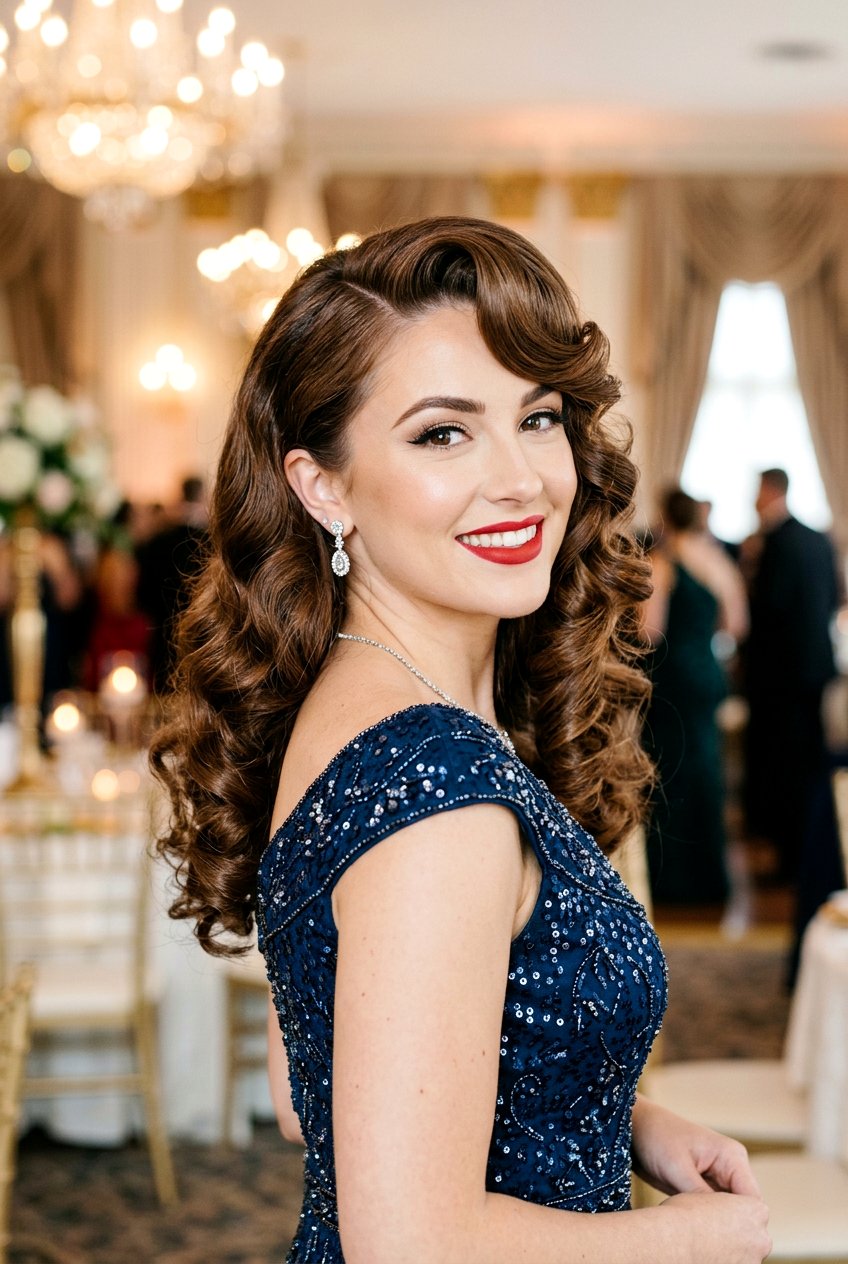 Vintage Inspired Pageant Curl with Side Bang - 20 pageant hairstyles - 20 pageant hairstyles