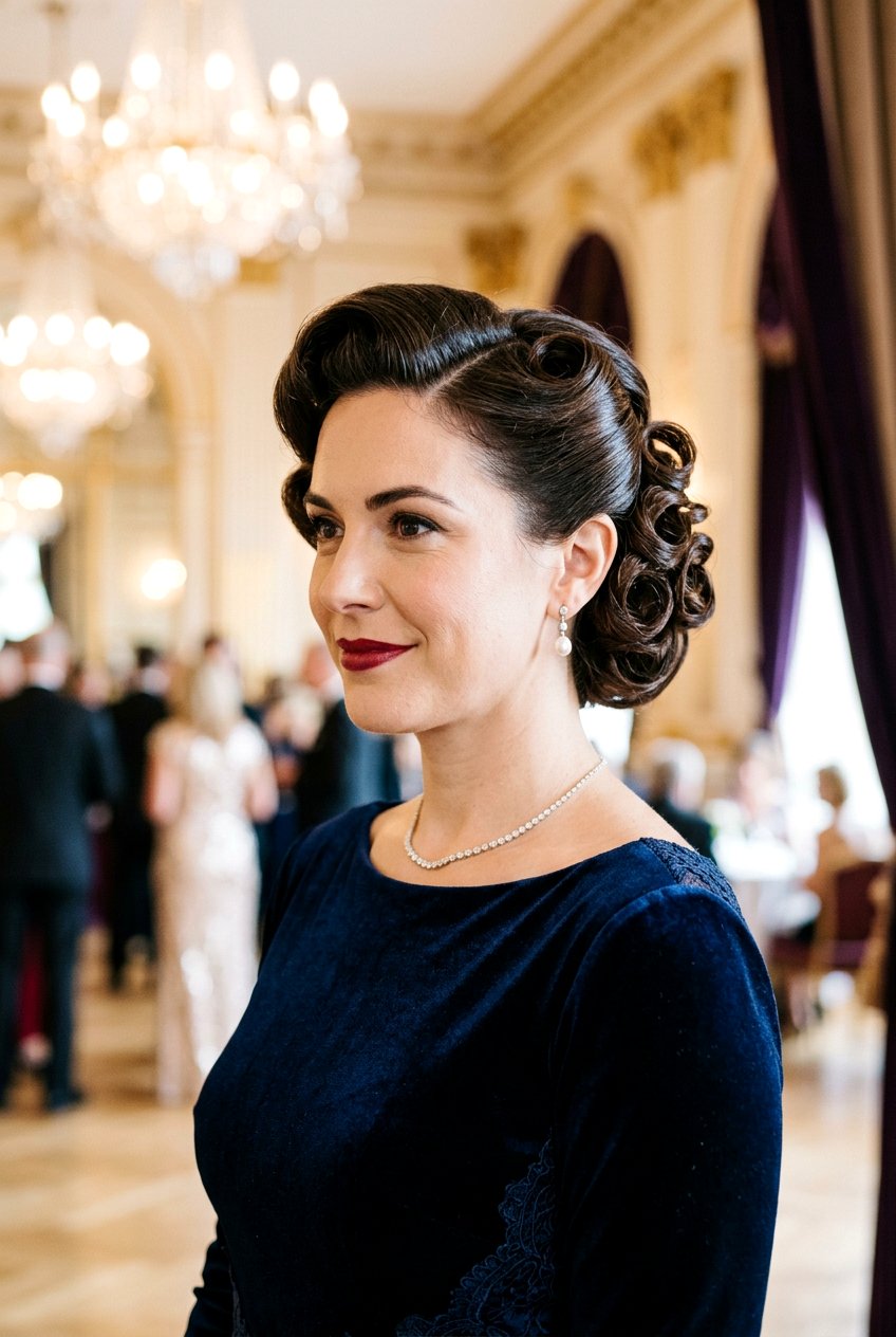 Vintage Inspired Pin Curl Updo - 20 pin curl updo hairstyle - 20 pin curl updo hairstyle