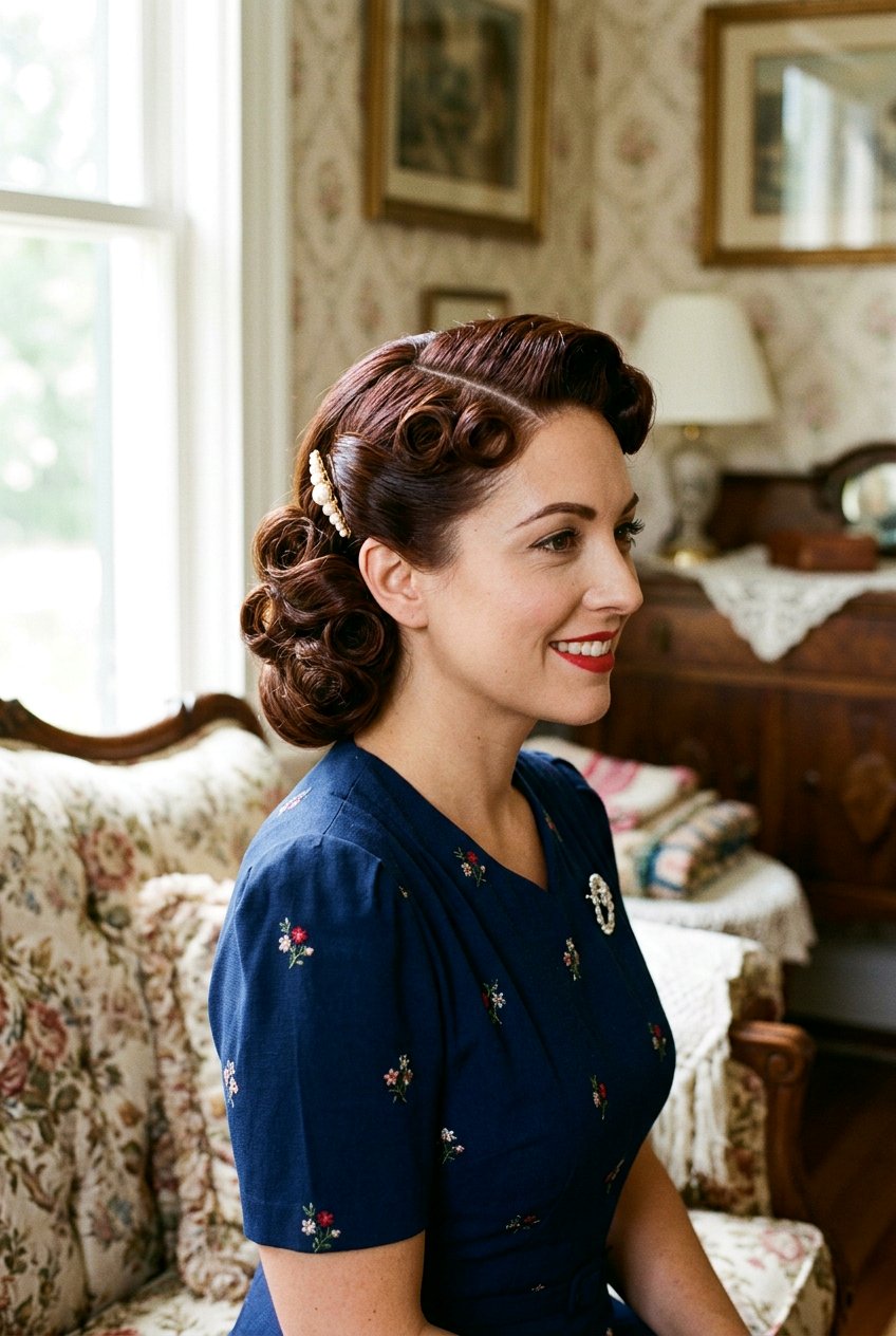Vintage Side Bun With Curls - 20 bridesmaid side bun with curls - 20 bridesmaid side bun with curls