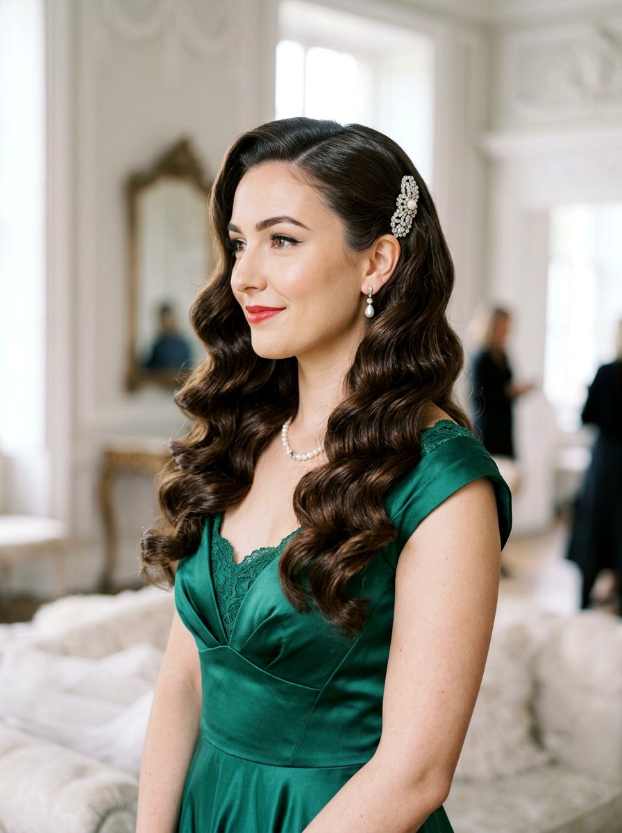 Vintage Side Swept Curls - 20 prom side swept curls hairstyle - 20 prom side swept curls hairstyle