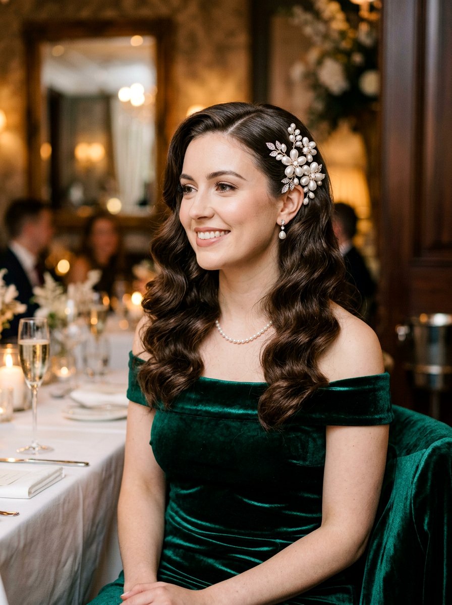 Vintage Soft Waves With Pearl Flower Clips - 20 soft waves with flower clips - 20 soft waves with flower clips