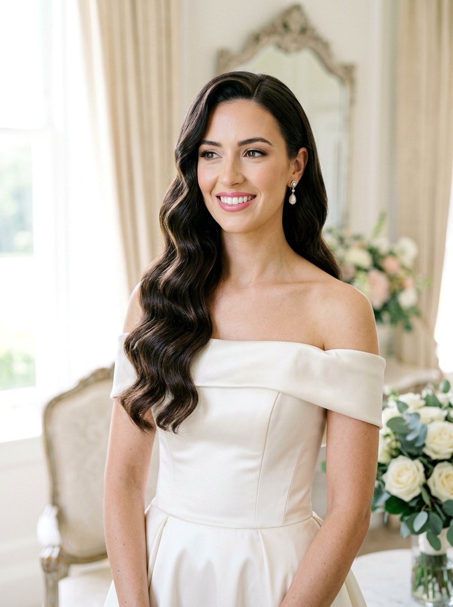 Vintage Waves Bridal Hairstyle For Long Hair - 20 romantic bridal hairstyle for long hair - 20 romantic bridal hairstyle for long hair