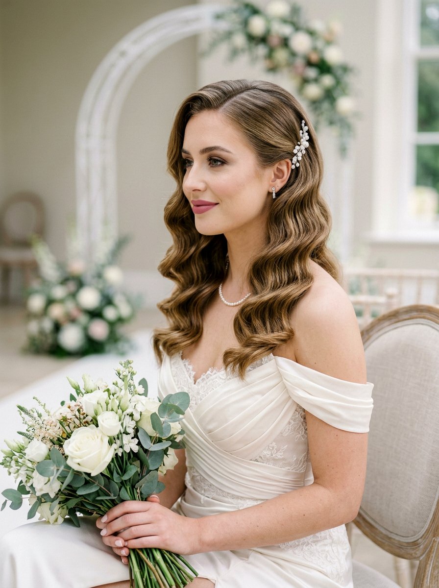 Vintage Waves Bridal Hairstyle - 20 elegant bridal hairstyle for medium hair - 20 elegant bridal hairstyle for medium hair