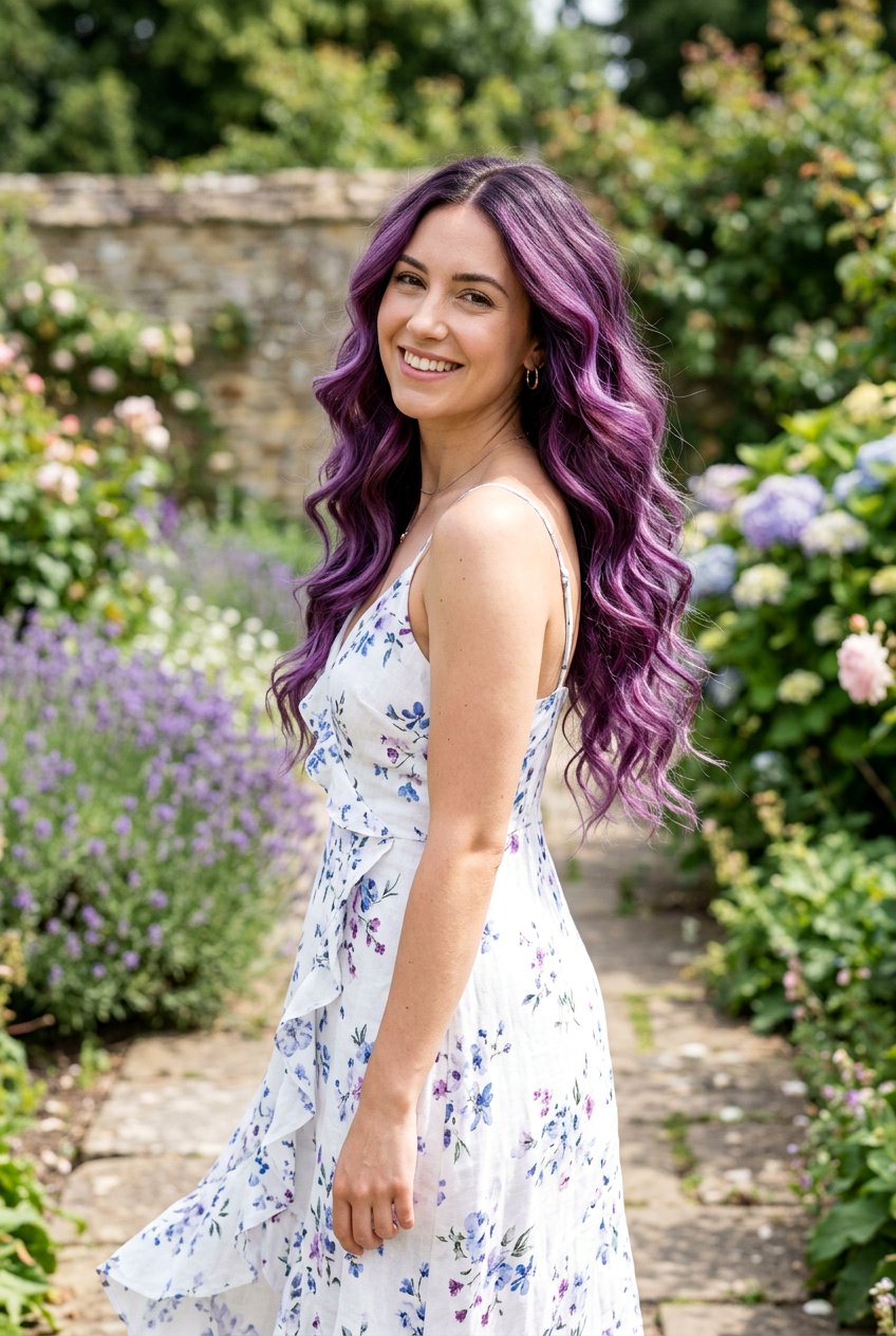 Violet Balayage On Long Wavy Hair - 20 violet balayage hair color - 20 violet balayage hair color