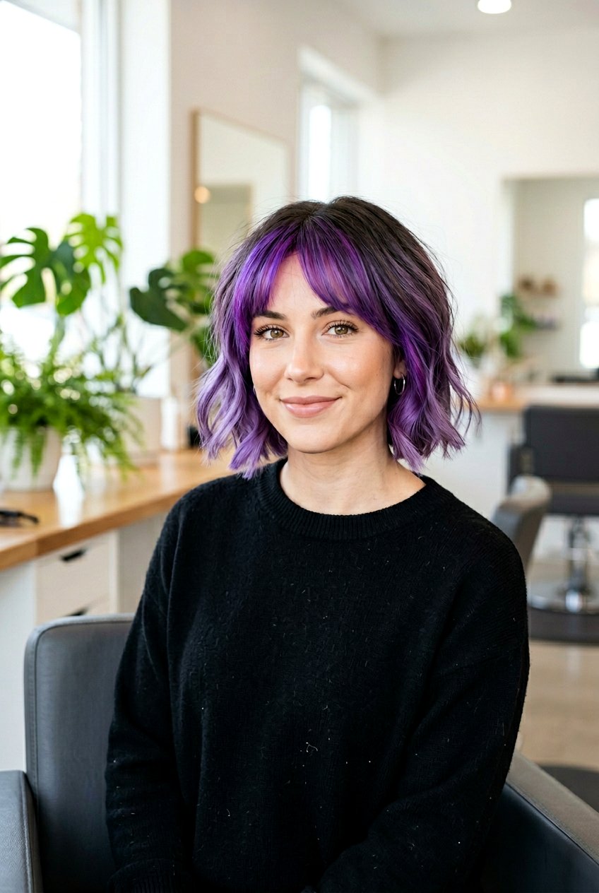 Violet Balayage On Short Bob Haircut - 20 violet balayage hair color - 20 violet balayage hair color