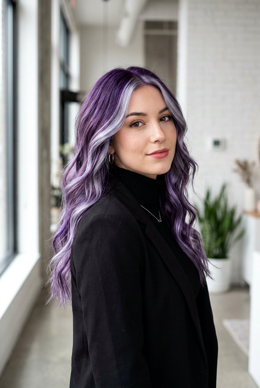 Violet Balayage With Silver Highlights - 20 violet balayage hair color - 20 violet balayage hair color