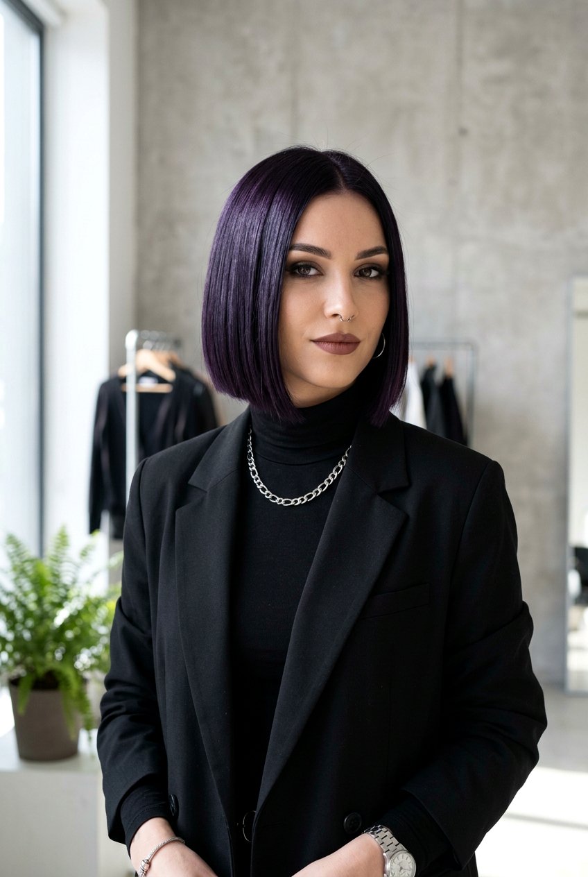 Violet Black Bob - 20 hair color ideas for short bob hair - 20 hair color ideas for short bob hair