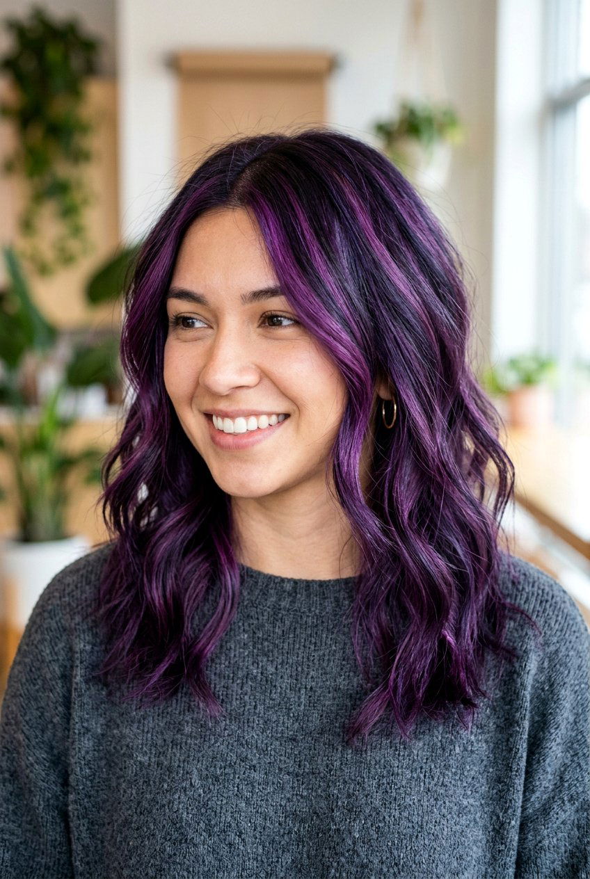 Violet Black Hair with Purple Highlights - 20 violet black hair color - 20 violet black hair color