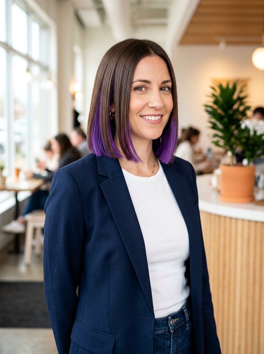 Violet Peekaboo Highlights In A Bob Haircut - 20 violet peekaboo highlights - 20 violet peekaboo highlights