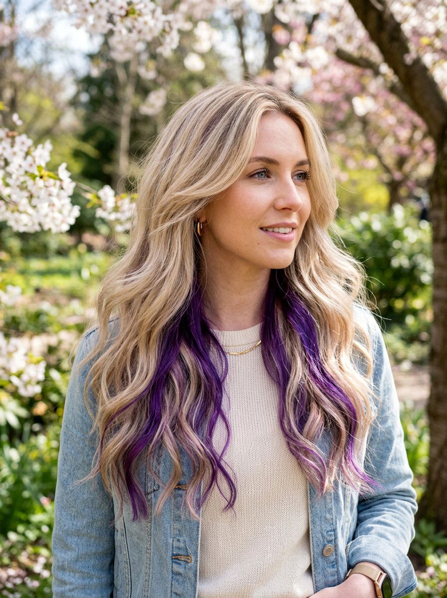 Violet Peekaboo Highlights On Blonde Hair - 20 violet peekaboo highlights - 20 violet peekaboo highlights