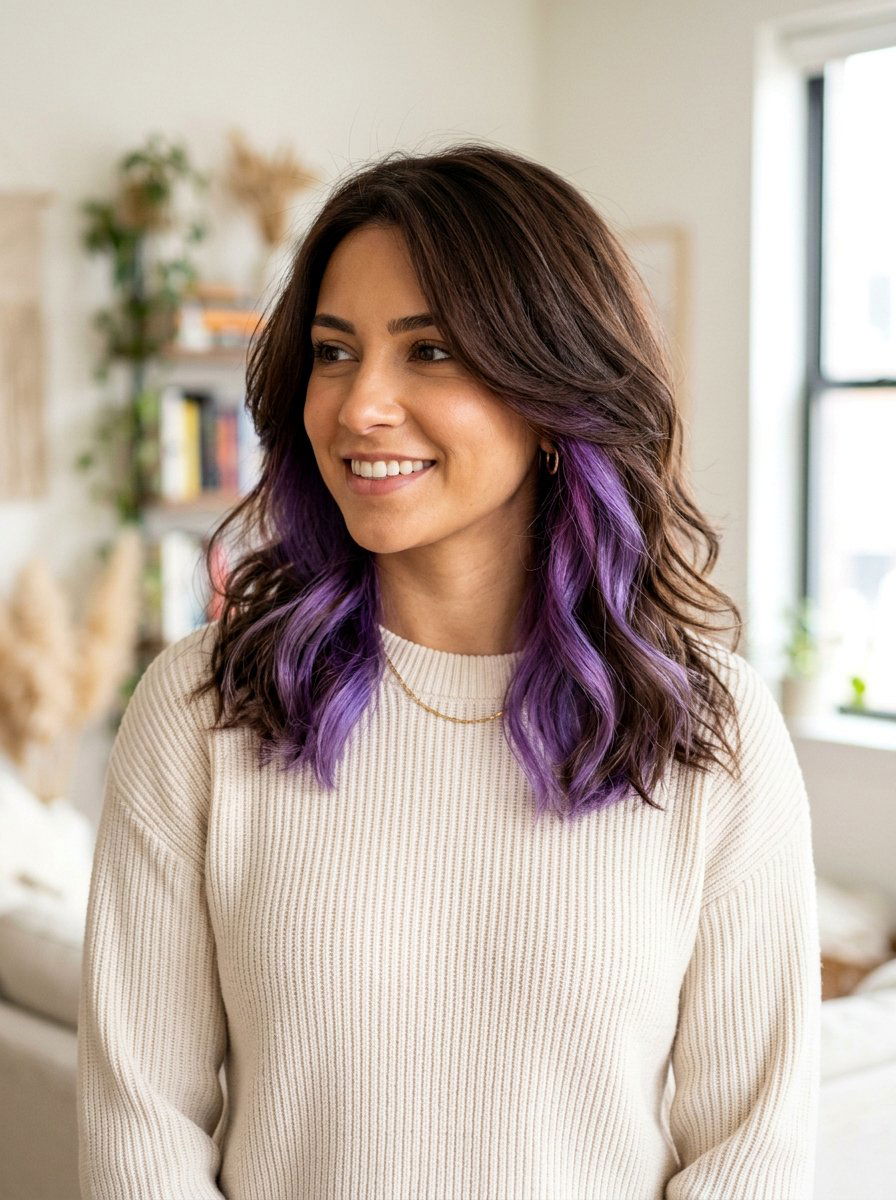 Violet Peekaboo Highlights On Layered Hair - 20 violet peekaboo highlights - 20 violet peekaboo highlights